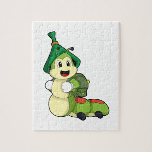 Puzzle Caterpillar en tant qu'étudiant avec sac à dos