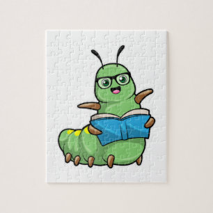 Puzzle Caterpillar Nerd avec livre et lunettes