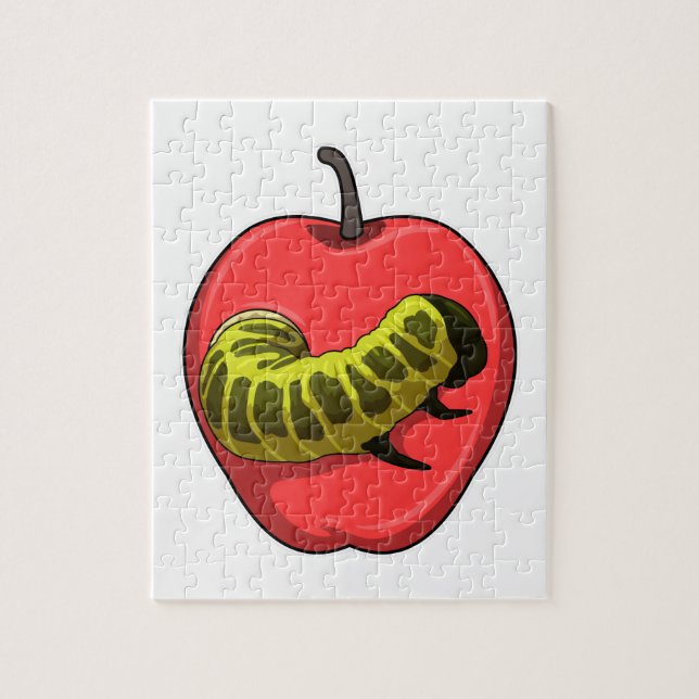 Puzzle Caterpillar with Apple (Vertical)