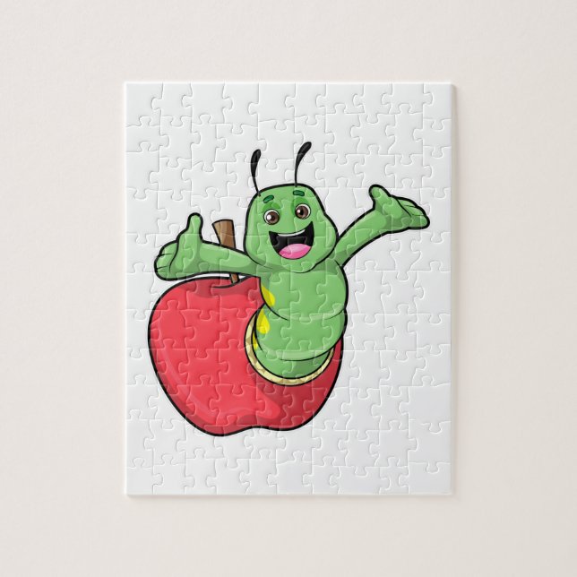Puzzle Caterpillar with Apple (Vertical)