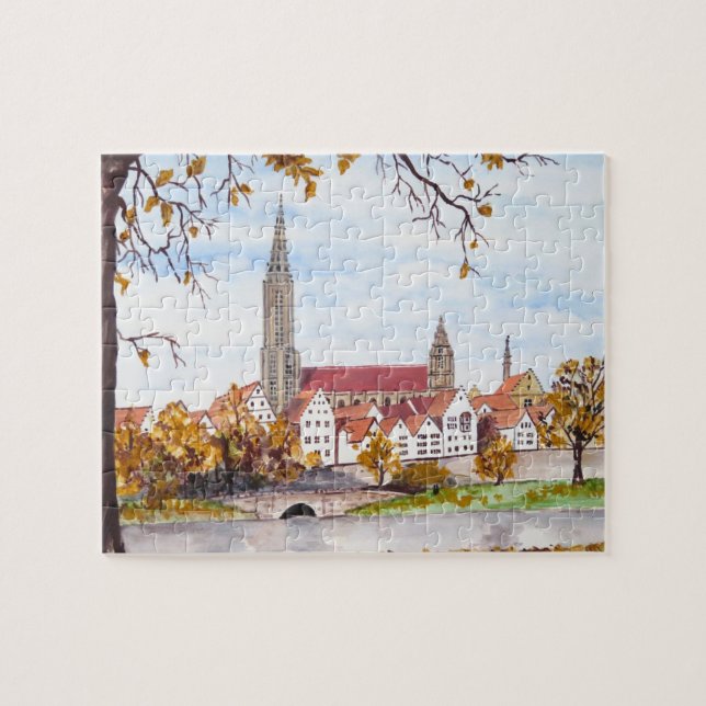 Puzzle Cathédrale d'Ulm Allemagne Paysage urbain Peinture (Horizontal)
