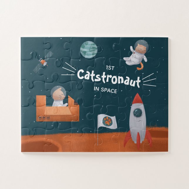 Puzzle Catstronaut Whimsical dans l'espace, Chats sur Mar (Horizontal)