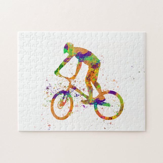 Puzzle Cavalier bmx à l'aquarelle (Horizontal)