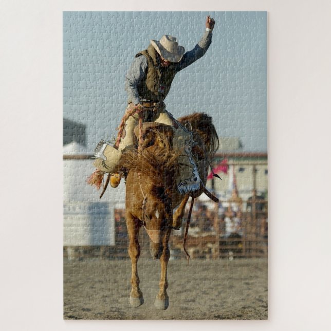 Puzzle Cavalier de Rodéo Cheval qui rue Course sauvage (Vertical)