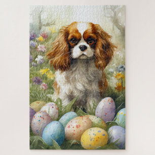 Puzzle Cavalier King Charles Spaniel avec Oeufs de Pâques