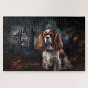 Puzzle Cavalier King Charles Spaniel Halloween effrayant