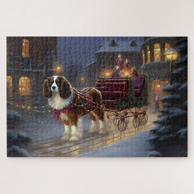 Puzzle Cavalier King Charles Spaniel Noël Festive (Horizontal)
