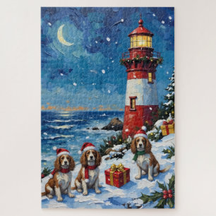 Puzzle Cavalier King Charles Spaniel Noël Phare