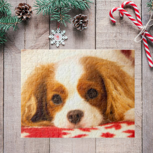 Puzzle Cavalier King Charles Spaniel sur couverture floco