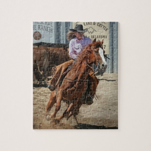 Puzzle Cavalière de Rodéo Cheval à Cheval Sports Occident (Vertical)