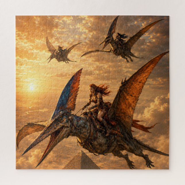 Puzzle Cavaliers du coucher de soleil sur les pyramides (Vertical)