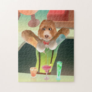 Puzzle Cavapoo Dog Bartender Préparer des cocktails