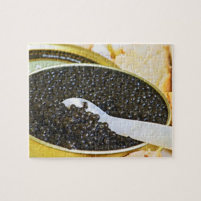 Puzzle Caviar noir et cuillère en nacre pour (Horizontal)