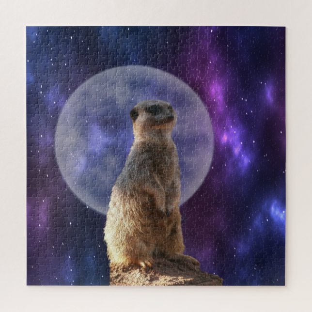 Puzzle Ce Petit Meerkat Aime Une Pleine lune, (Vertical)