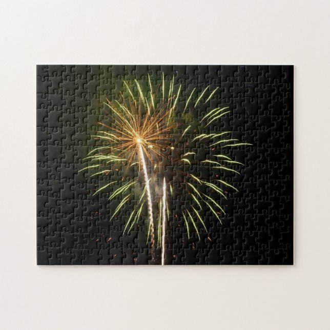 Puzzle Célébration de vacances de feux d'artifice verts e (Horizontal)