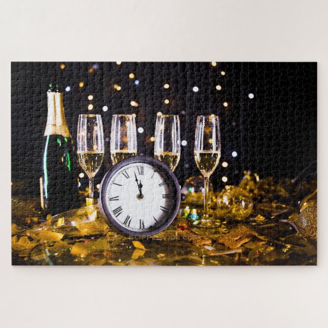 Puzzle Célébration du réveillon SlipperyLe champagne de J (Horizontal)