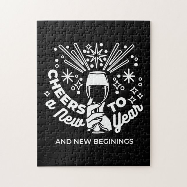 Puzzle Célébrer les nouveaux débuts Vin Verre Illustratio (Vertical)