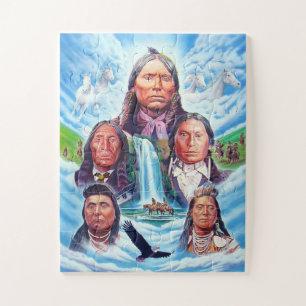 Puzzle Célèbres Indiens d'Amérique Chiefs Indiens Peintur