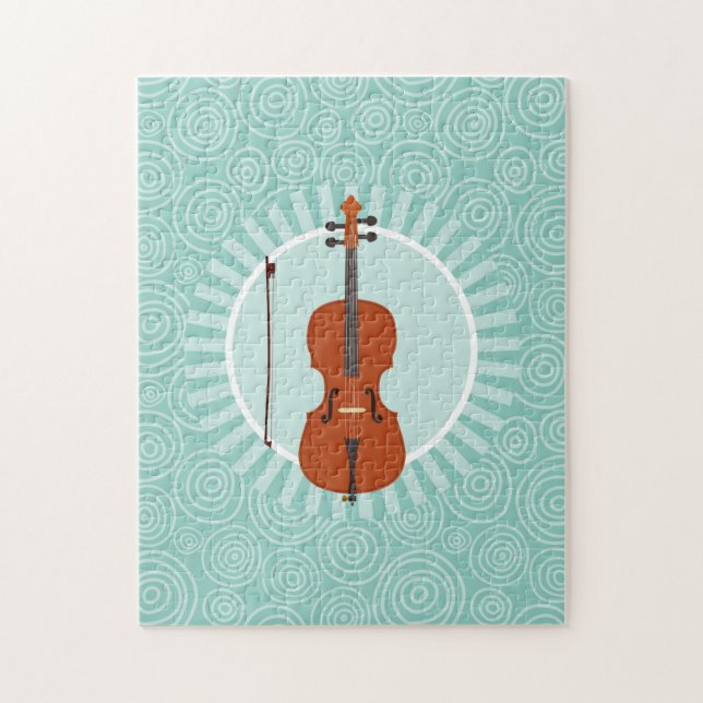 Puzzle Cello Fun Turquoise Swirl Music (Vertical)