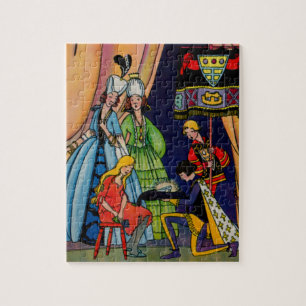Puzzle Cendrillon, le prince et la glissière en verre