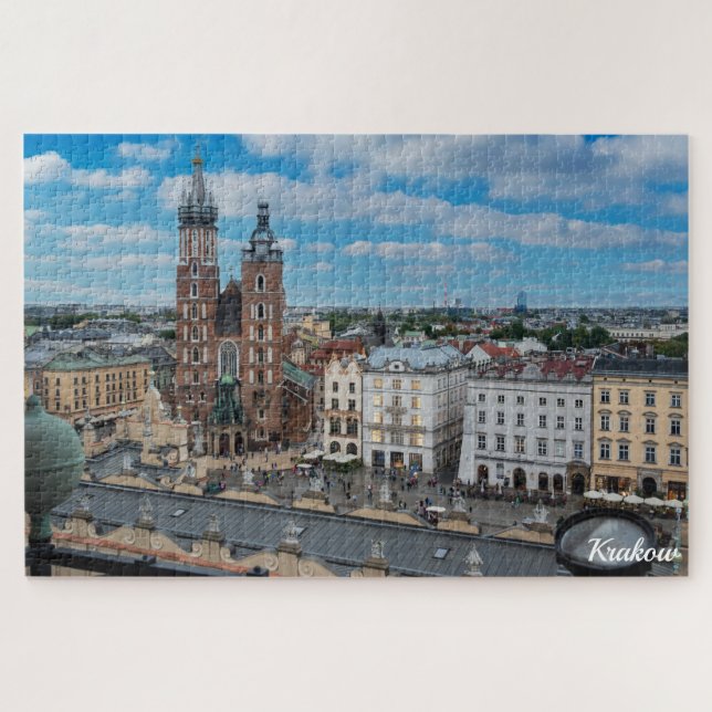 Puzzle Centre-ville de Cracovie d'en haut en Pologne (Horizontal)