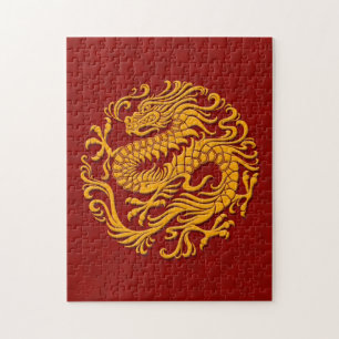 Puzzle Cercle chinois jaune et rouge traditionnel de