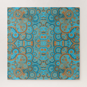 Puzzle Cercle Concentré Dégradé Orange Rust Turquoise