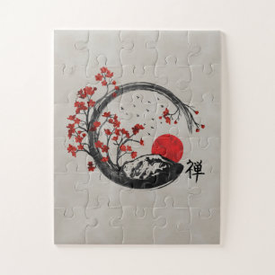 Puzzle Cercle d'Enso de zen et branches de Sakura