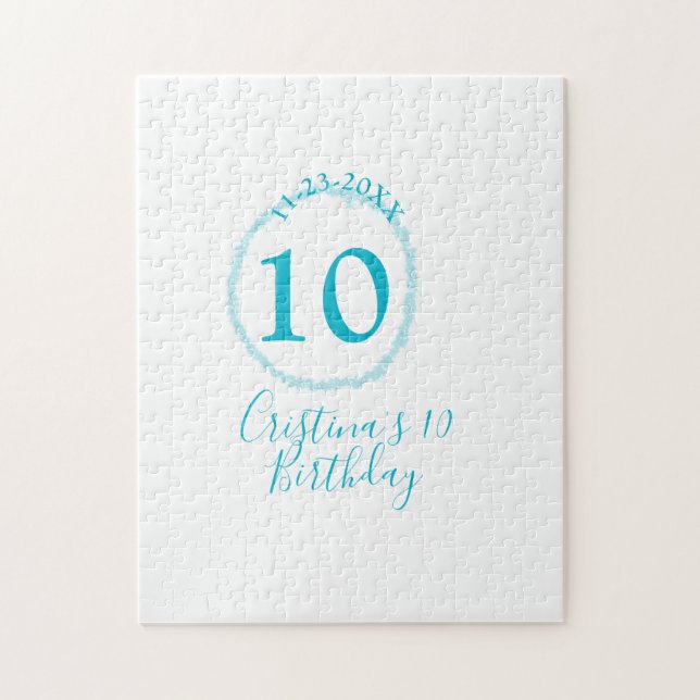 Puzzle Cercle turquoise. Parties scintillant ronde 10e an (Vertical)