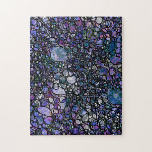 Puzzle Cercles Abstraits Dessinés à la Main, Bleu, Violet