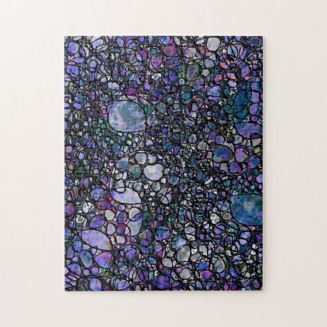 Puzzle Cercles Abstraits Dessinés à la Main, Bleu, Violet (Vertical)
