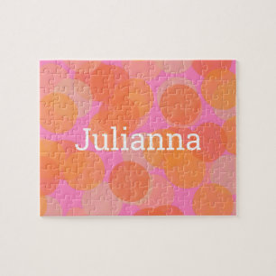 Puzzle Cercles d'aquarelle orange mignonne géométrique mo