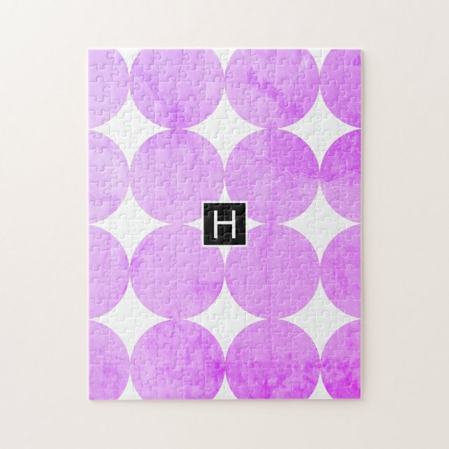 Puzzle Cercles violets modernes | Monogramme (Vertical)