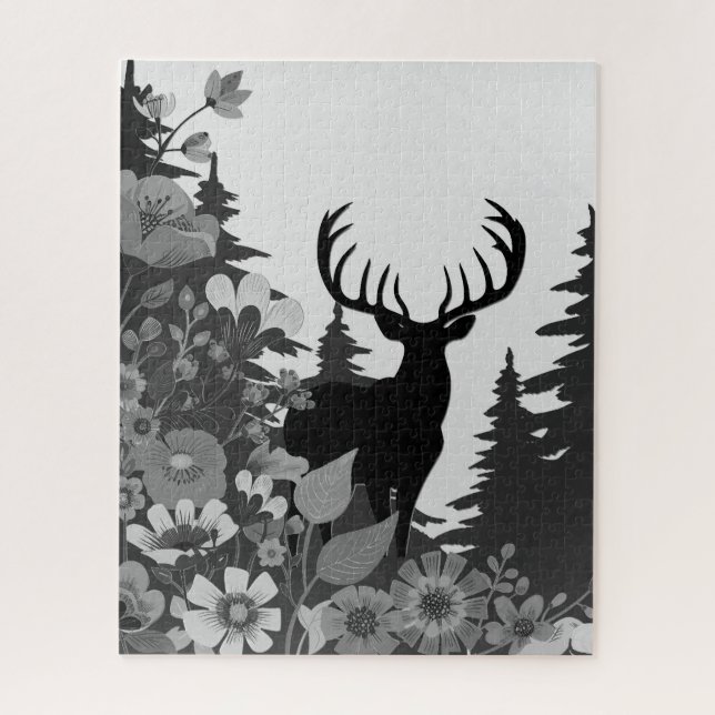 Puzzle Cerf avec grand rack hors forêt (Vertical)