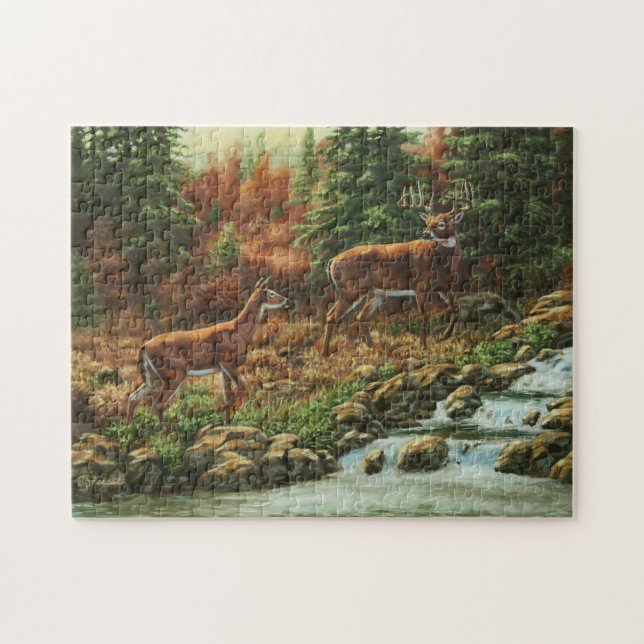 Puzzle Cerf blanc et cascade (Horizontal)