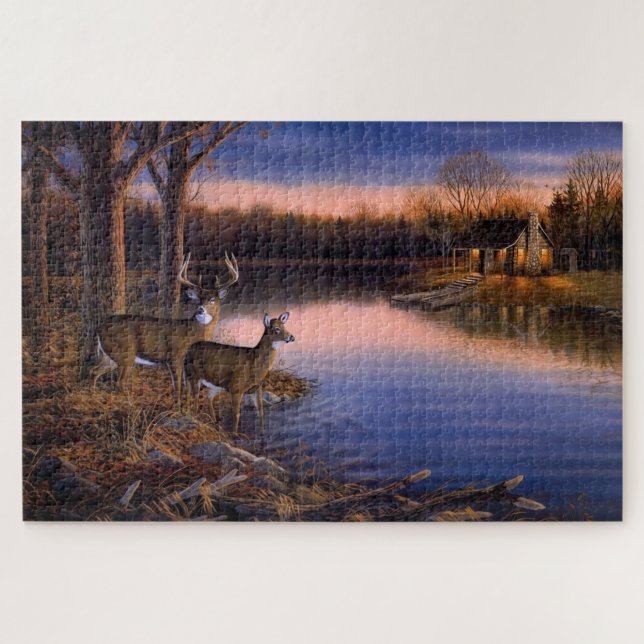 Puzzle Cerf Buck n Doe Au Chalet Au Lac (Horizontal)