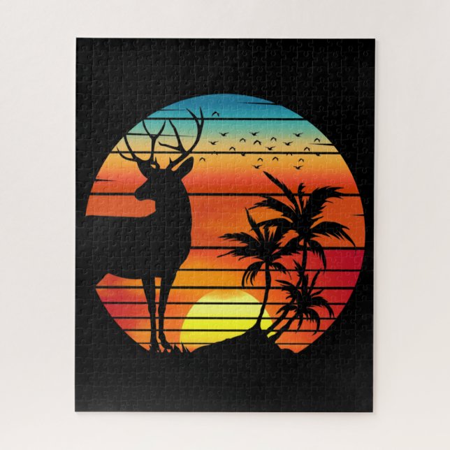PUZZLE CERF COUCHER DE SOLEIL  (Vertical)