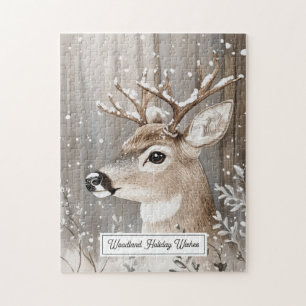 Puzzle Cerf de l'hiver en forêt enneigée de Noël