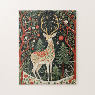Puzzle Cerf de Noël de la forêt de minuit