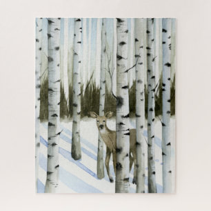Puzzle Cerf en chute de neige
