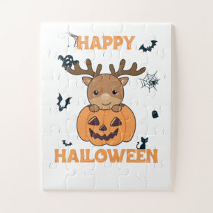 Puzzle Cerf En Citrouille Mignonne Cerf Joyeux Halloween