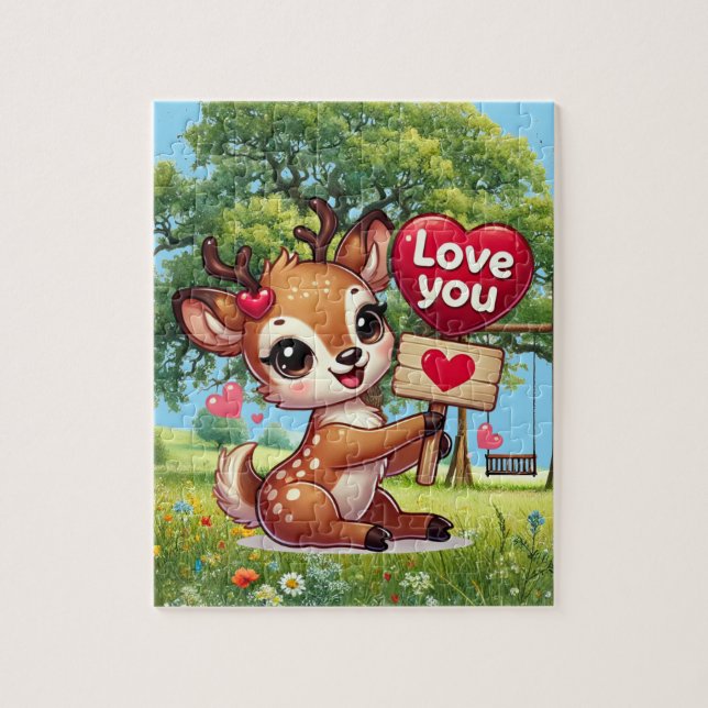 Puzzle Cerf mignon je t'aime  (Vertical)