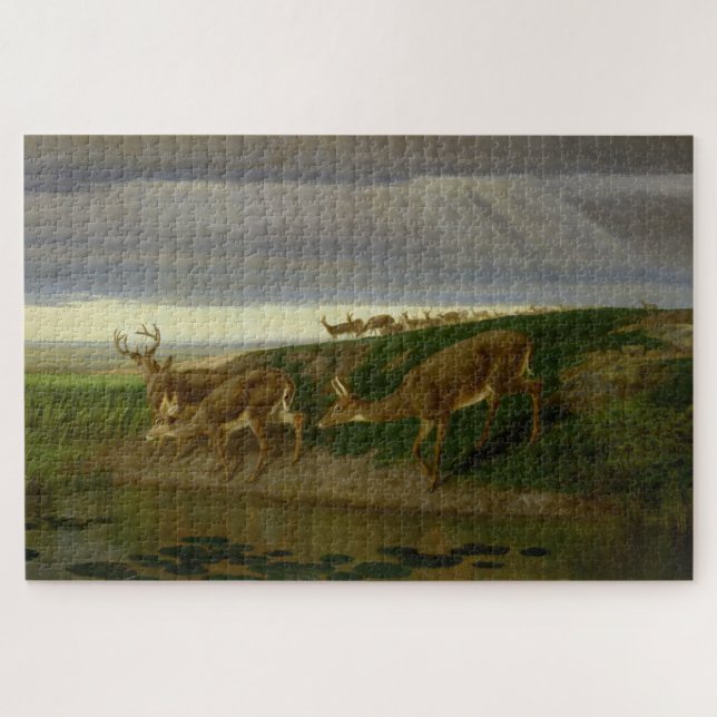 Puzzle Cerf sur la prairie (par William Holbrook Beard) (Horizontal)