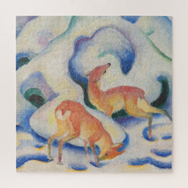 Puzzle Cerfs communs dans la neige par Franz Marc (Vertical)