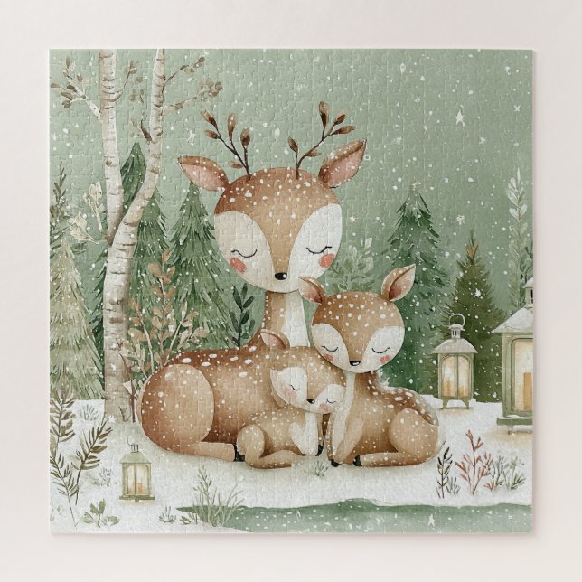 Puzzle Cerfs de la forêt hivernale  (Vertical)
