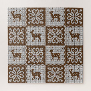 Puzzle Cerfs d'hiver confits : motif vintage.