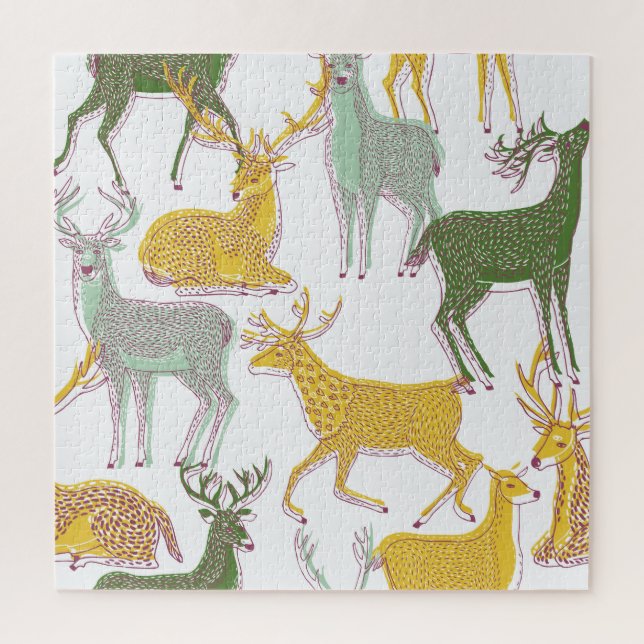 Puzzle Cerfs géométriques : Illustration Motif traditionn (Vertical)