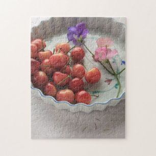 Puzzle Cerises et pois de senteur dans une assiette à tar