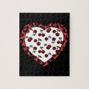 Puzzle Cerises Rockabilly RAB Impression Léopard Coeur