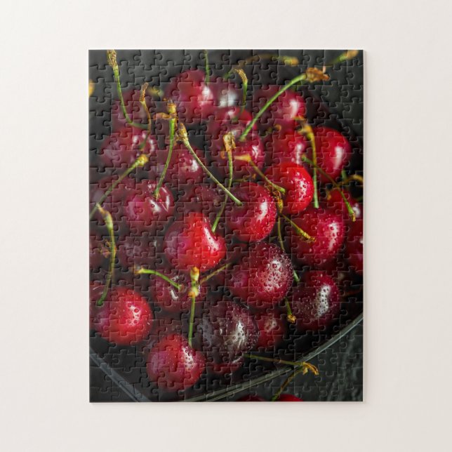 Puzzle Cerises Rouges Douces Fruits d'Été Nature Morte (Vertical)